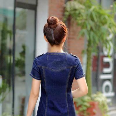 ĐẦM JEAN ĐẸP DÁNG SUÔNG CỔ TRỤ VẠT BẦU - NJ177